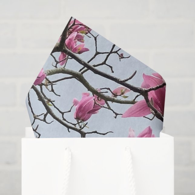 Papel De Seda Magnolia rosa primavera florece Hanami pacífico (Bolsa de regalo)