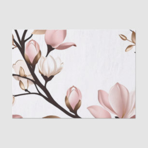 Papel De Seda Magnolia rosa Rubor en blanco