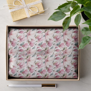Papel De Seda Magnolias Acuarela Femenina Elegante
