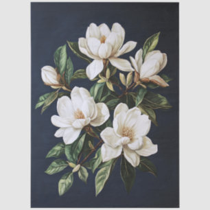 Papel De Seda Magnolias Blancas en el Desnudo Azul de la Marina