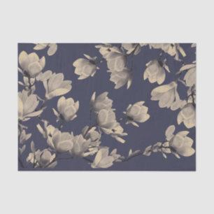 Papel De Seda Magnolias meridionales y azul de medianoche
