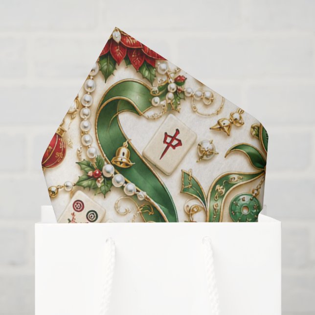 Papel De Seda Mahjong Navidad (Bolsa de regalo)