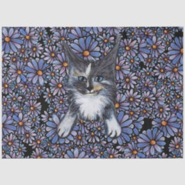 Papel De Seda Maine Coon Dilute Calico Cat Purple Daisy