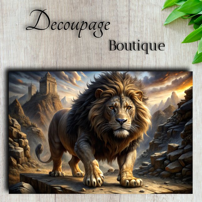 Papel De Seda Majestic Fantasy Lion Decoupage (Majestic Fantasy Lion Decoupage Tissue Paper)