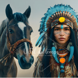 Papel De Seda  Majestic Horse And Young Native Woman