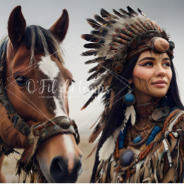 Papel De Seda  Majestic Horse And Young Native Woman