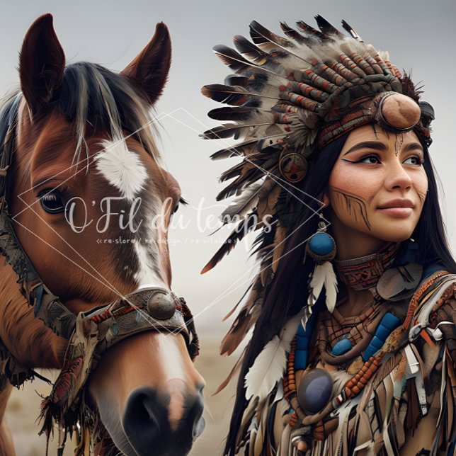 Papel De Seda  Majestic Horse And Young Native Woman (Subido por el creador)