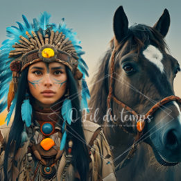 Papel De Seda  Majestic Horse And Young Native Woman