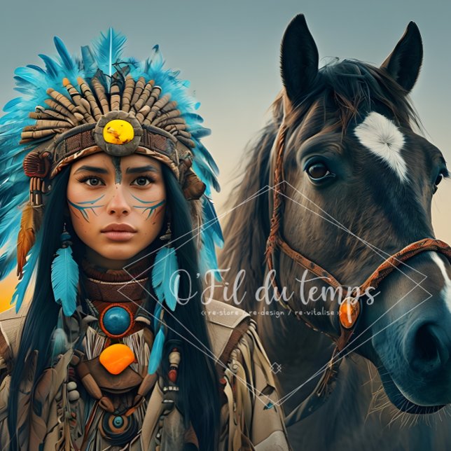 Papel De Seda  Majestic Horse And Young Native Woman (Subido por el creador)