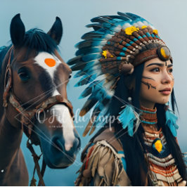 Papel De Seda  Majestic Horse And Young Native Woman