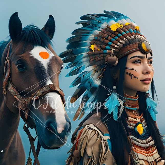 Papel De Seda  Majestic Horse And Young Native Woman (Subido por el creador)