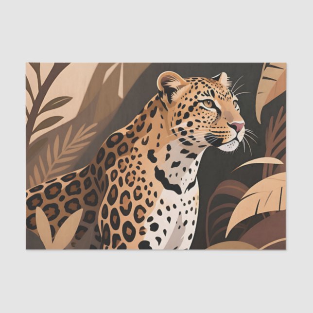 Papel De Seda Majestic Leopard Jungle Wildlife  (Anverso)