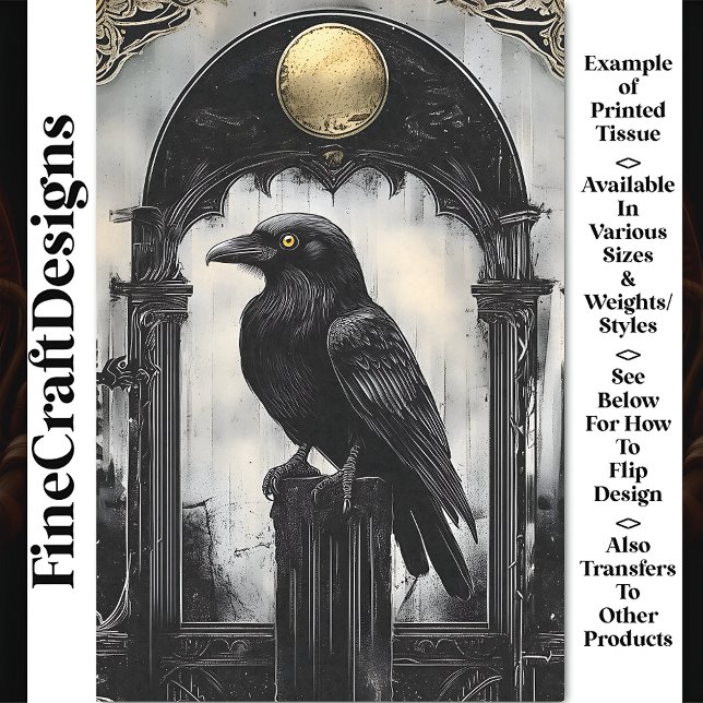 Papel De Seda Majestic Raven, Ornate Gothic Arch BR1 Decoupage (Subido por el creador)