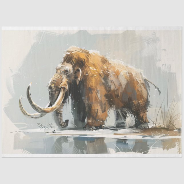 Papel De Seda Majestic Wooly Mammoth Ilustracion Decoupage (Anverso)