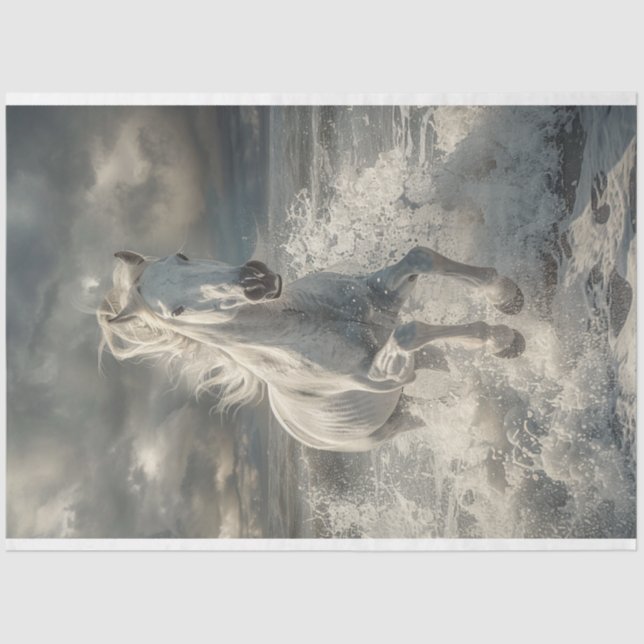 Papel De Seda Majestuosa Decoración del Caballo Blanco (Anverso)