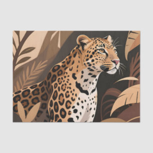Papel De Seda Majestuosa selva de vida silvestre de leopardo