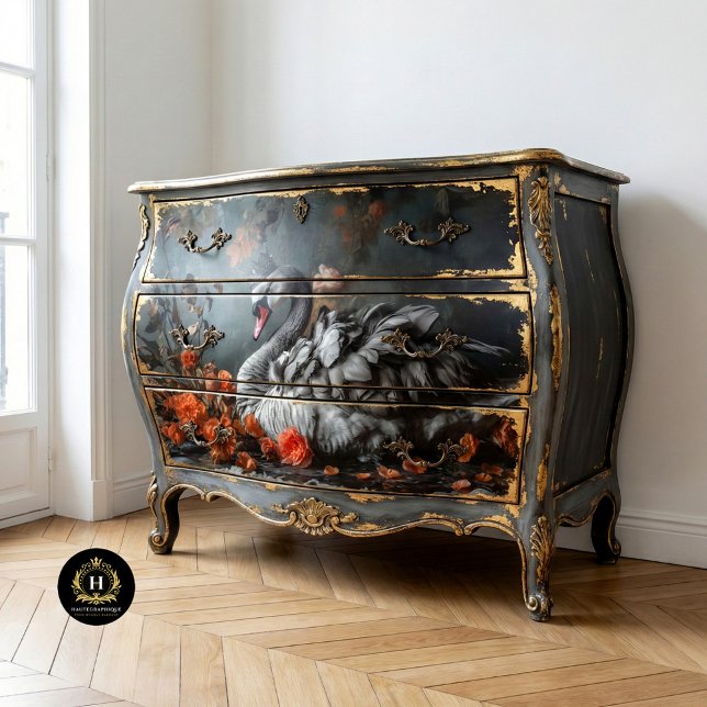 Papel De Seda Majestuoso cisne gris con descomposición floral de (Subido por el creador)