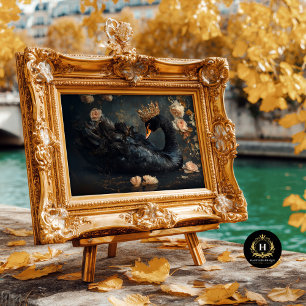Papel De Seda Majestuoso cisne negro con mancha dorada