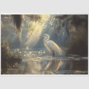 Papel De Seda Majestuoso Egret de pie en un sereno pantano con l