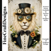 Majestuoso León Steampunk con Sombrero K1 Decoupag