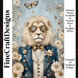 Papel De Seda Majestuoso León Steampunk Con Sombrero K2 Decoupag