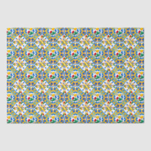 Papel De Seda Majólica, azulejos azules, azulejos sicilianos,