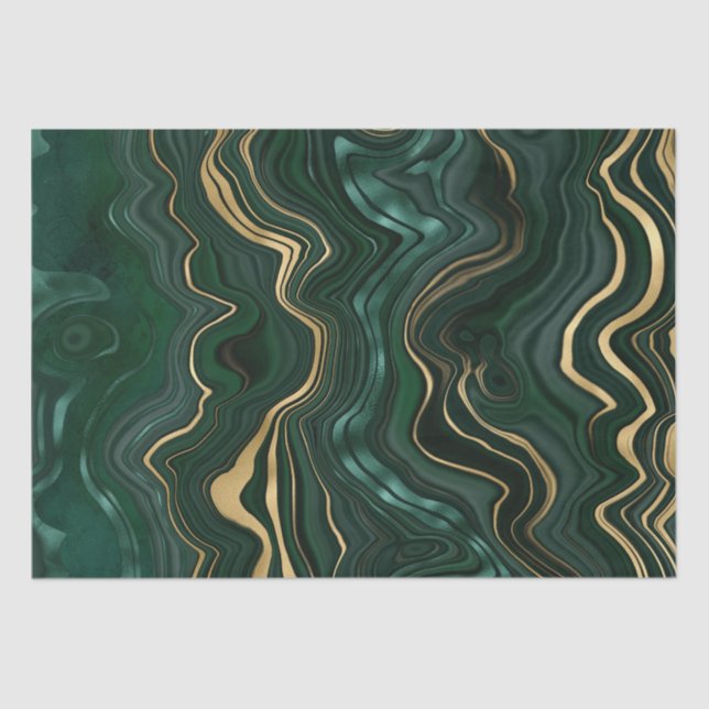 Papel De Seda Malaquita verde oscuro y venado de estratos de Rel (Anverso)