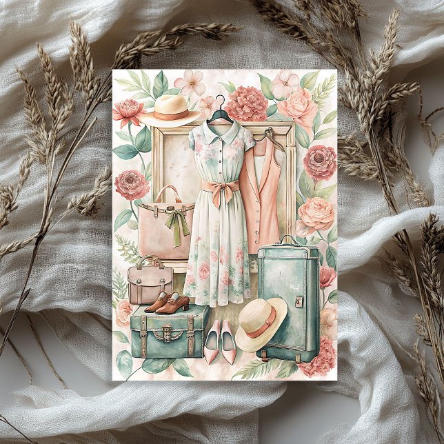 Papel De Seda Maletas de viaje vacacional de verano (Vintage summer vacation travel suitcases tissue paper)