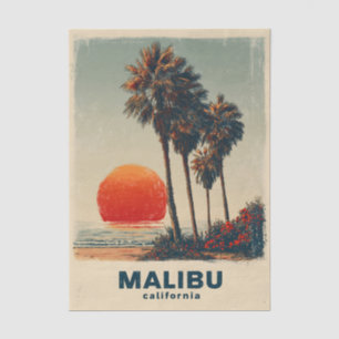 Papel De Seda Malibu California Vintage Travel Poster