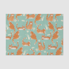 Papel De Seda Malo Naranja Tabby Gats golpeando las cosas