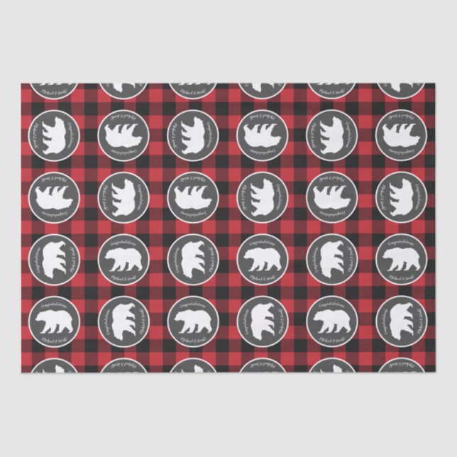 Papel De Seda Mama Bear Baby Shower Woodland Lodge (Anverso)