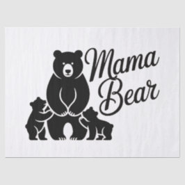 Papel De Seda Mama Bear with Cubs Cute Family Bear