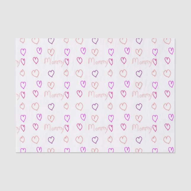 Papel De Seda Mamá con corazones (Anverso)