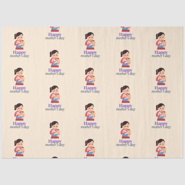 Papel De Seda Mamá y bebé, feliz día de la madre (Anverso)