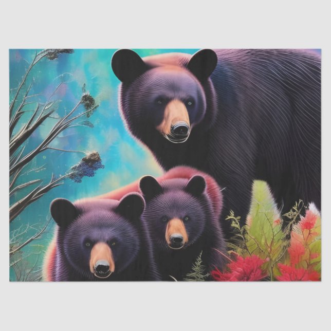 Papel De Seda Mami Bear y Cubs (Anverso)