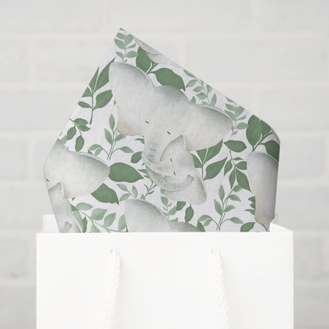 Papel De Seda Mami bebé elefante ducha tejido fiesta (Bolsa de regalo)