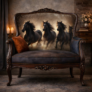 Papel De Seda Manada de Caballo Oscuro Galopando en Nieve Decoup