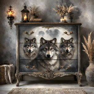 Papel De Seda Manada de Lobos Lunares Decoupage