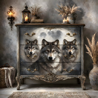 Papel De Seda Manada de Lobos Lunares Decoupage
