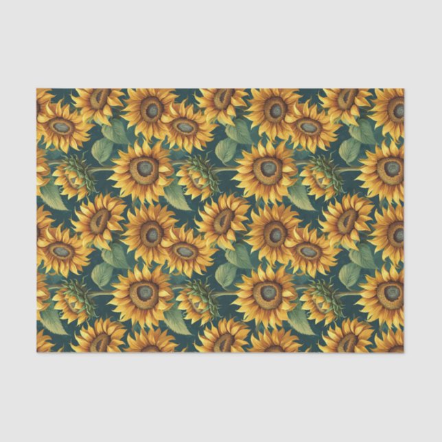 Papel De Seda Mañana de girasol en verde profundo (Anverso)