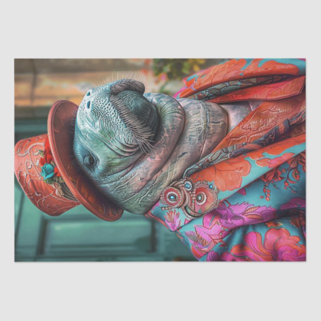 Papel De Seda Manatee caprichoso y colorido (Anverso)