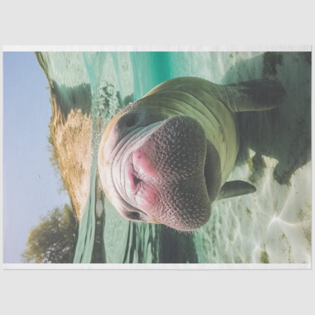 Papel De Seda Manatee con ruido en el océano caprichoso (Anverso)