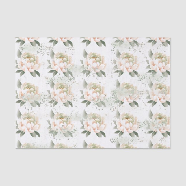 Papel de seda manchado peonías rosadas (Anverso)