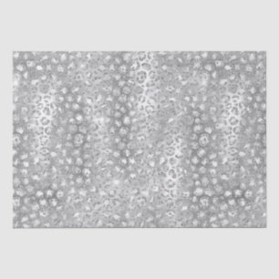 Papel De Seda Manchas de leopardo plateadas con brillo metálico 