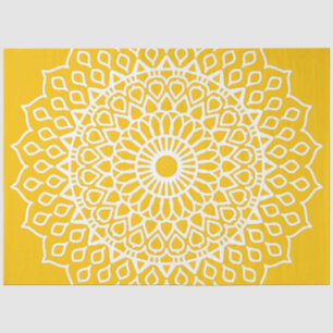 Papel De Seda Mandala amarilla y blanca - Cuerdas en miel