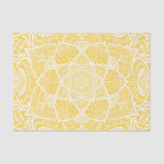 Papel De Seda Mandala amarilla y blanca - Loergans en girasol (Anverso)