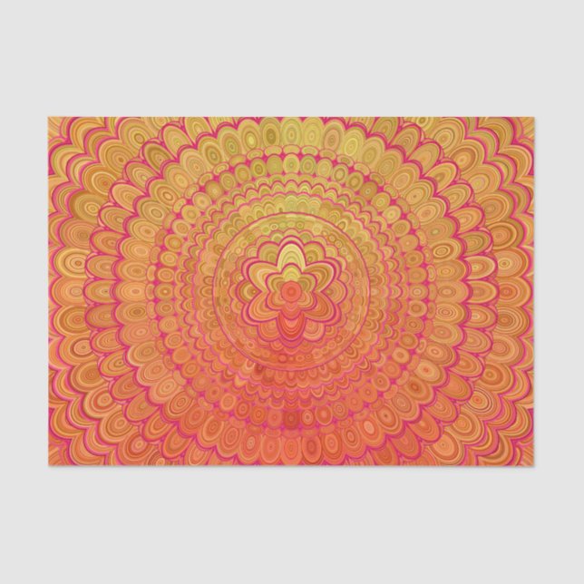 Papel De Seda Mandala azteca de la flor (Anverso)