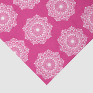 Papel De Seda Mandala Blanca sobre Fondo Rosa