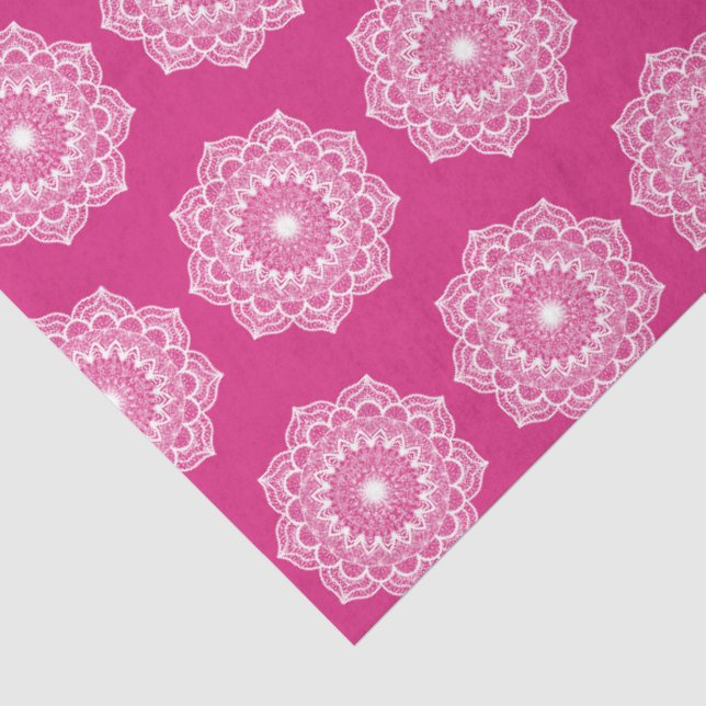 Papel De Seda Mandala Blanca sobre Fondo Rosa (Detalle)