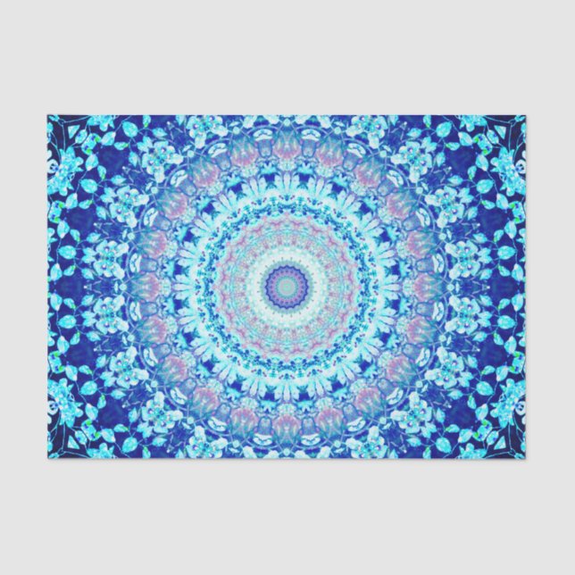 Papel De Seda Mandala brillante azul cristal (Anverso)